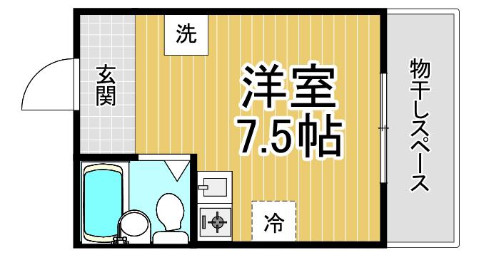 FLOWER CORPO(ワンルーム/1階)の間取り写真