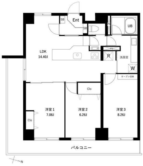 PARK MODERN つつじヶ丘(3LDK/10階)の間取り写真