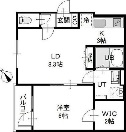 カーザ麻生(1LDK/3階)の間取り写真
