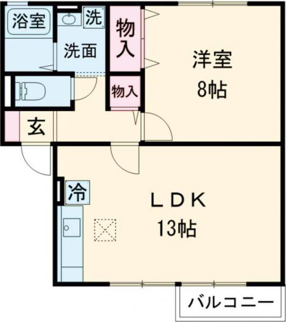 コンフォール布津原(1LDK/1階)の間取り写真