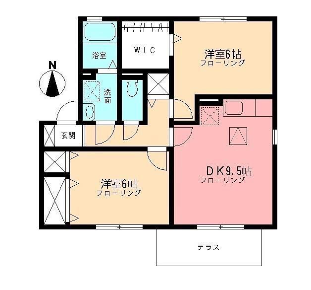 ルミエールSOGA(2DK/1階)の間取り写真