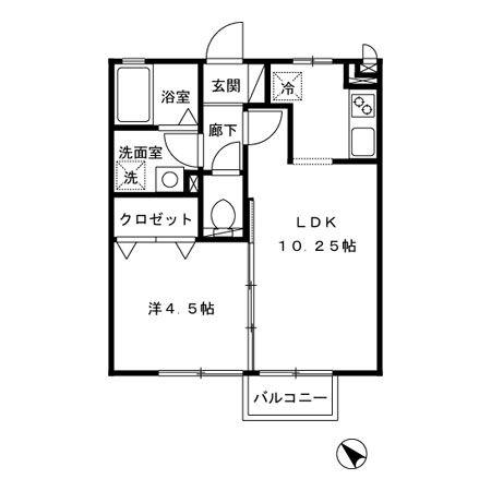 モナリエ・マイ(1LDK/2階)の間取り写真