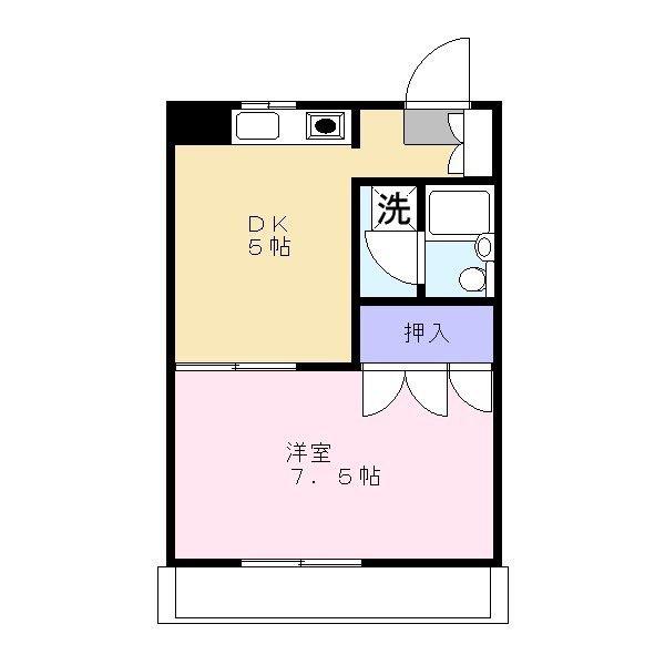 レスピラールII(1DK/6階)の間取り写真