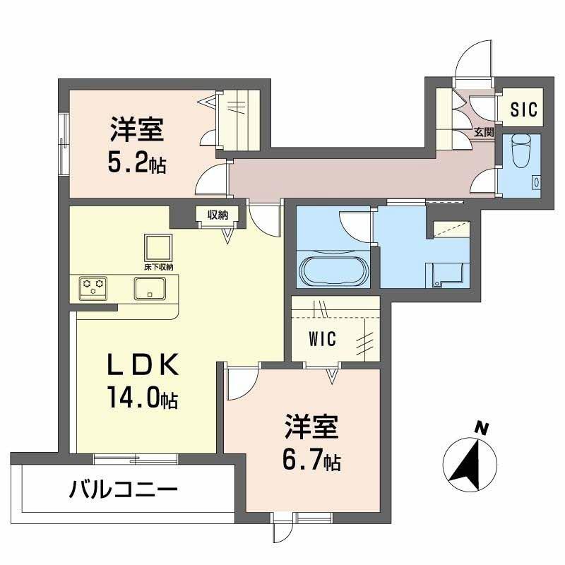 シャーメゾングランデール御影(2LDK/1階)の間取り写真