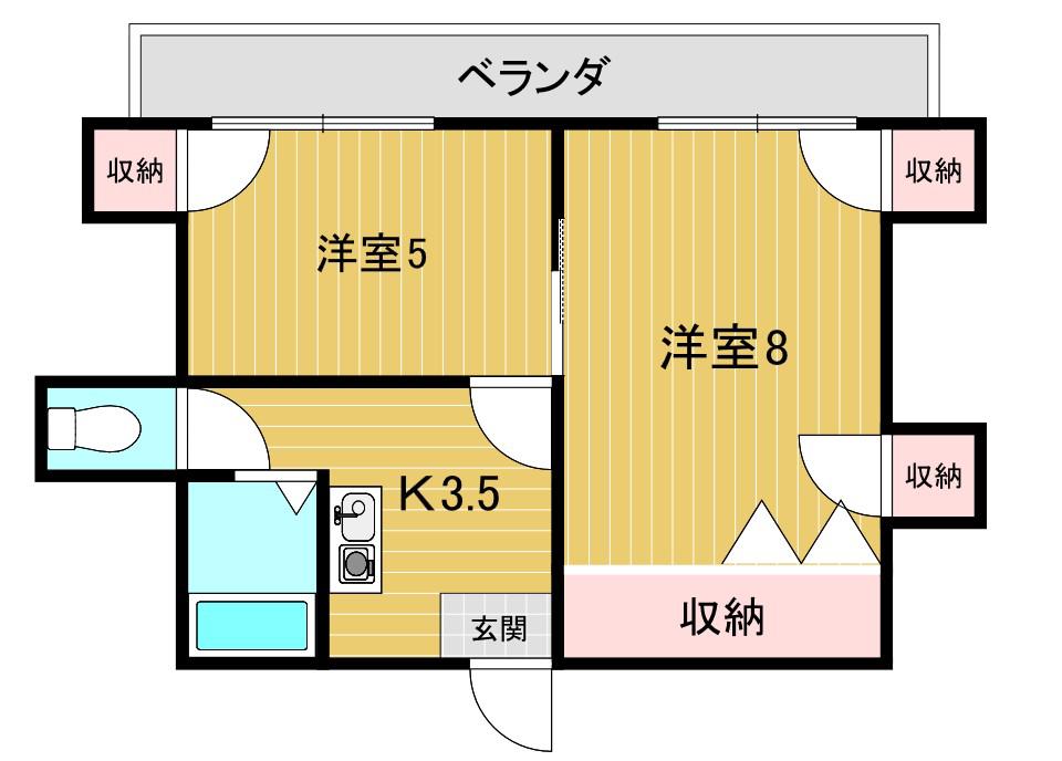 スワンハイツ(2K/4階)の間取り写真