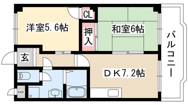 鈴の木ハイツC(2DK/3階)の間取り写真