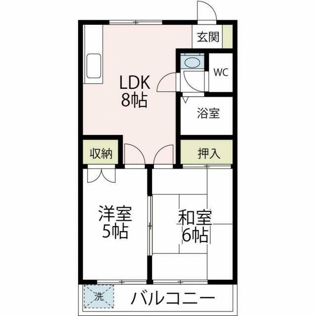 グリーンライフ奥津(2DK/2階)の間取り写真