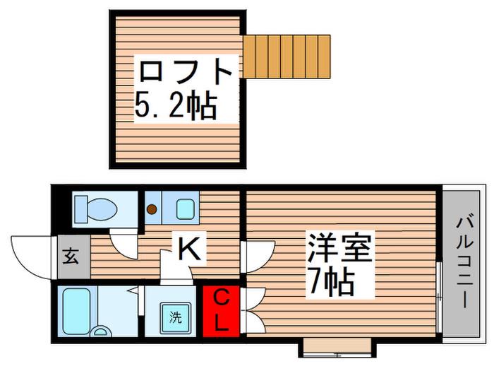 リバーベルのぎく野(1K/2階)の間取り写真