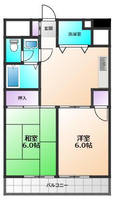 サンハイム(2DK/4階)の間取り写真