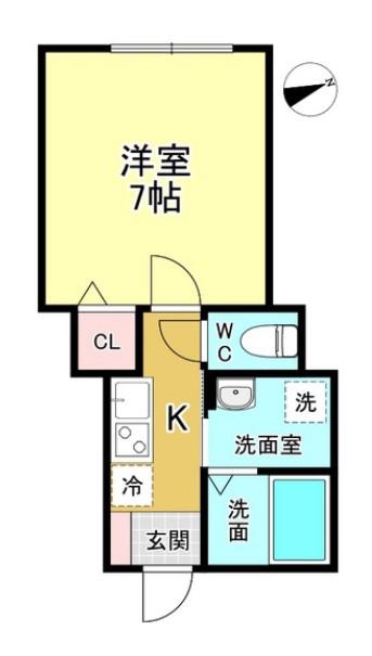 IBRA京成大和田(1K/1階)の間取り写真