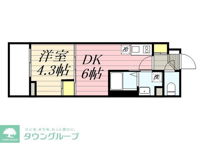 ハーモニーレジデンス東京巣鴨ウエスト(1DK/4階)の間取り写真