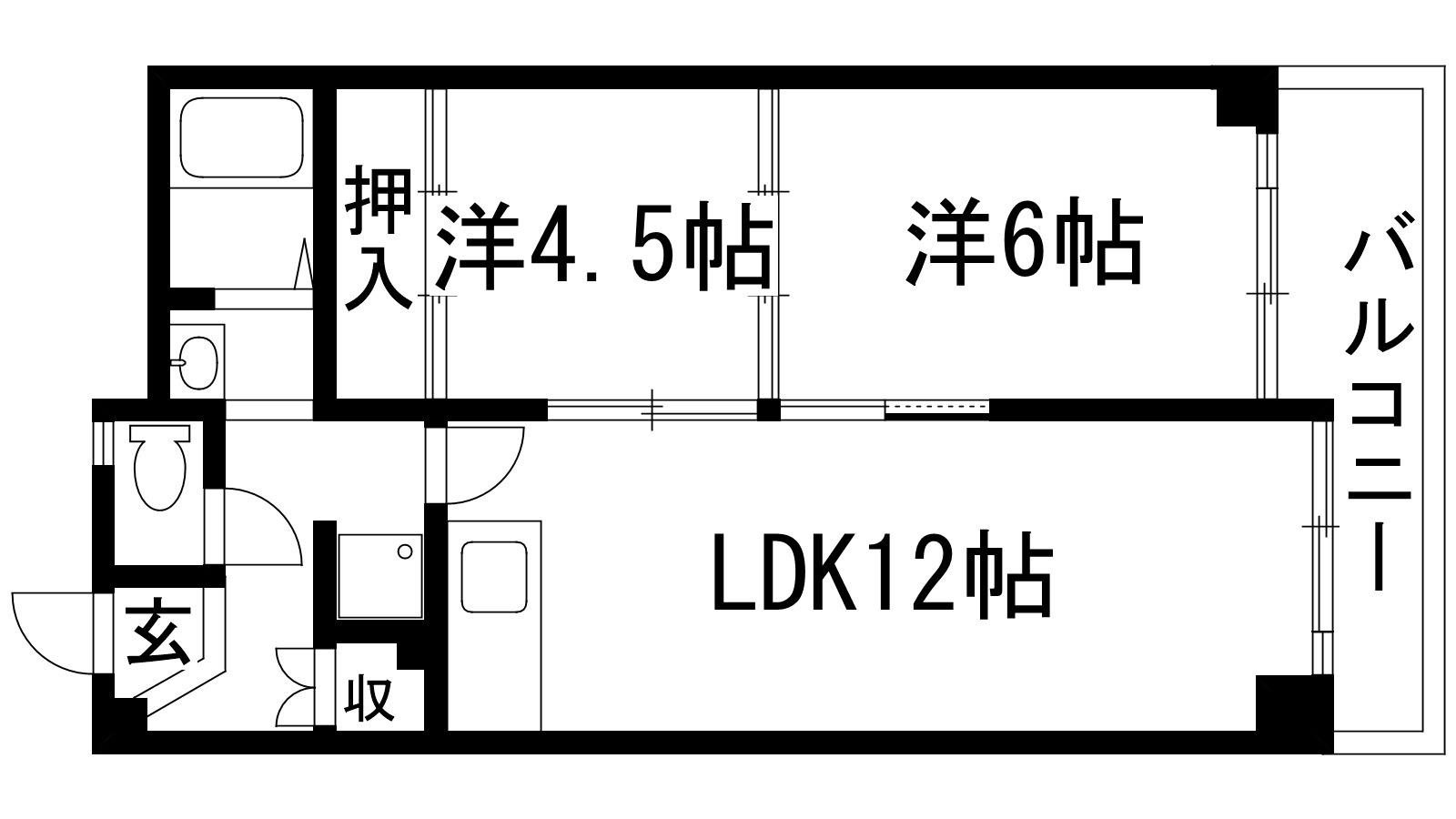 西宮田近野第3(2LDK/5階)の間取り写真