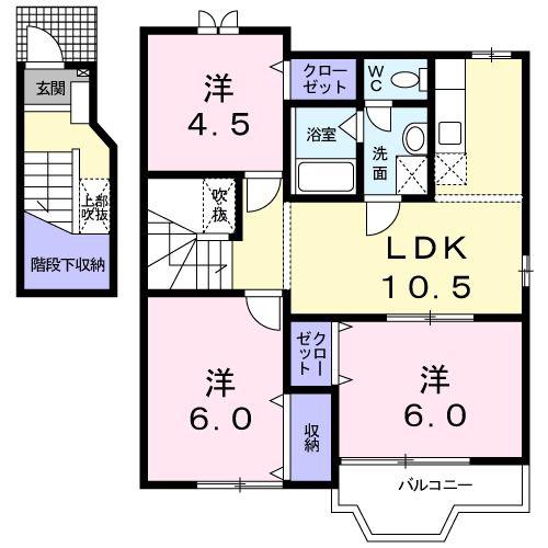 ピュア リブ D(3LDK/2階)の間取り写真
