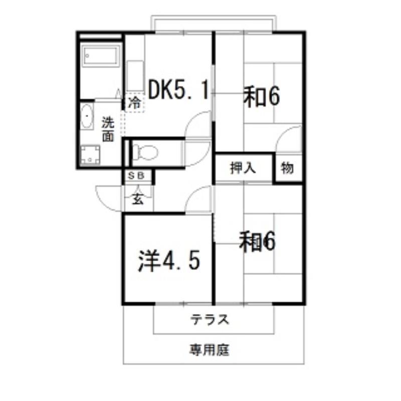 エクセルハイツ(3K/1階)の間取り写真