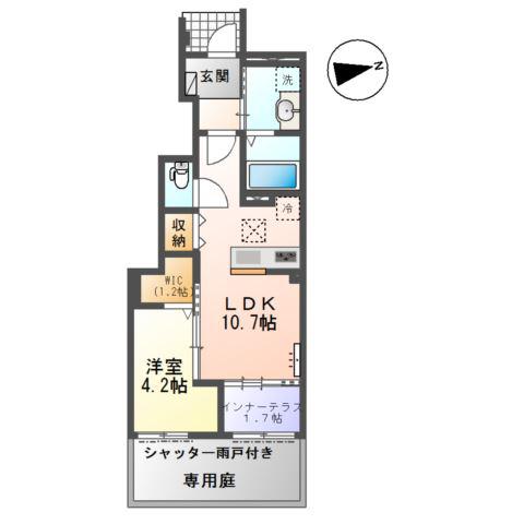 シェリール(1LDK/1階)の間取り写真