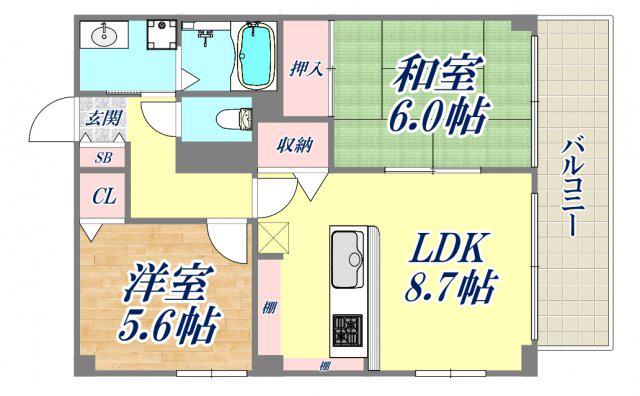 リバービレッジ兵庫(2LDK/5階)の間取り写真