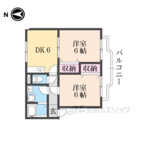 CREST SQUARE Ⅱ(2DK/2階)の間取り写真