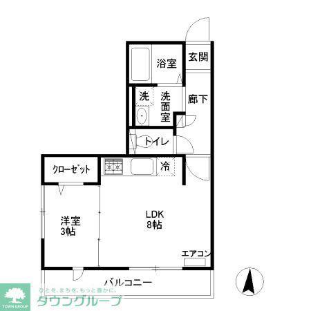 トレビナ武蔵野(1LDK/3階)の間取り写真