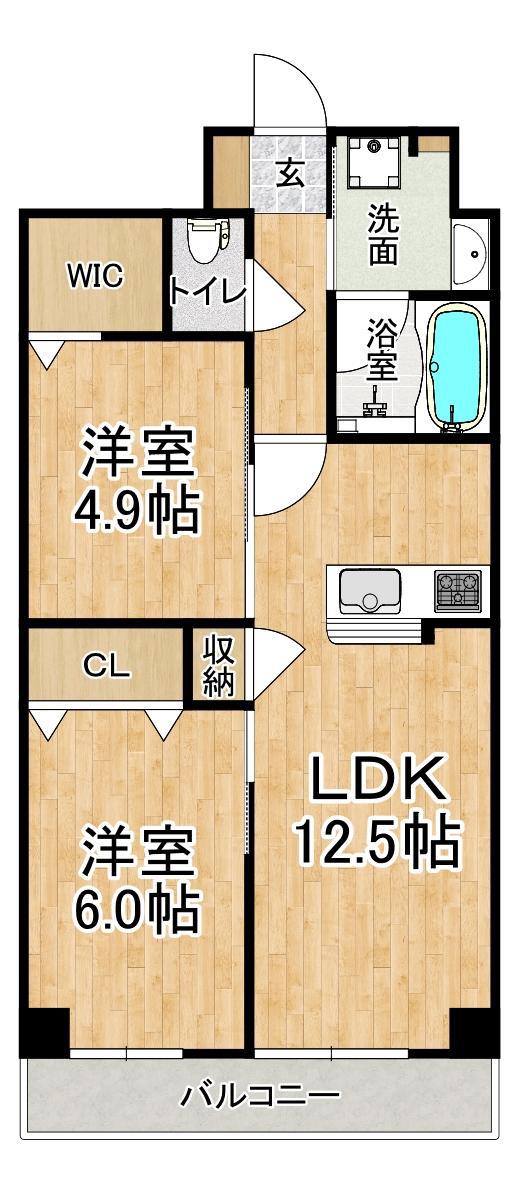 グランリベレ明石(2LDK/4階)の間取り写真
