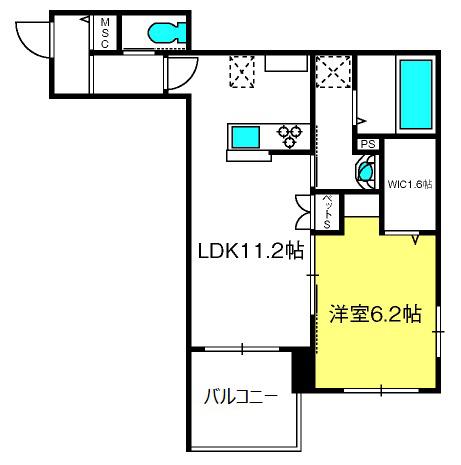 COMFORT川口(1LDK/3階)の間取り写真