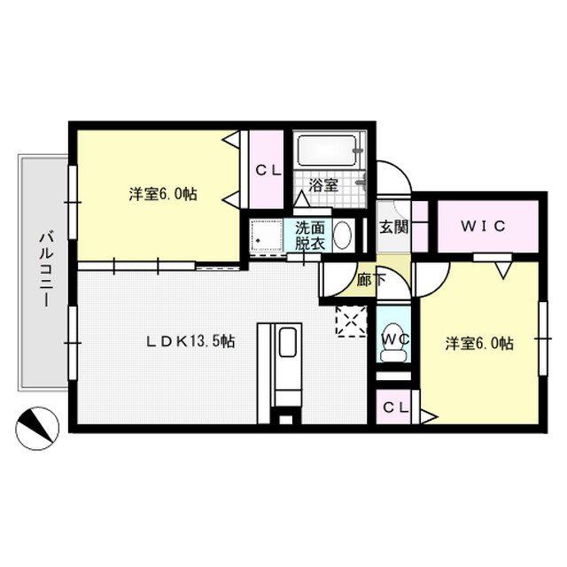 ロイヤルブルーA棟(2LDK/2階)の間取り写真