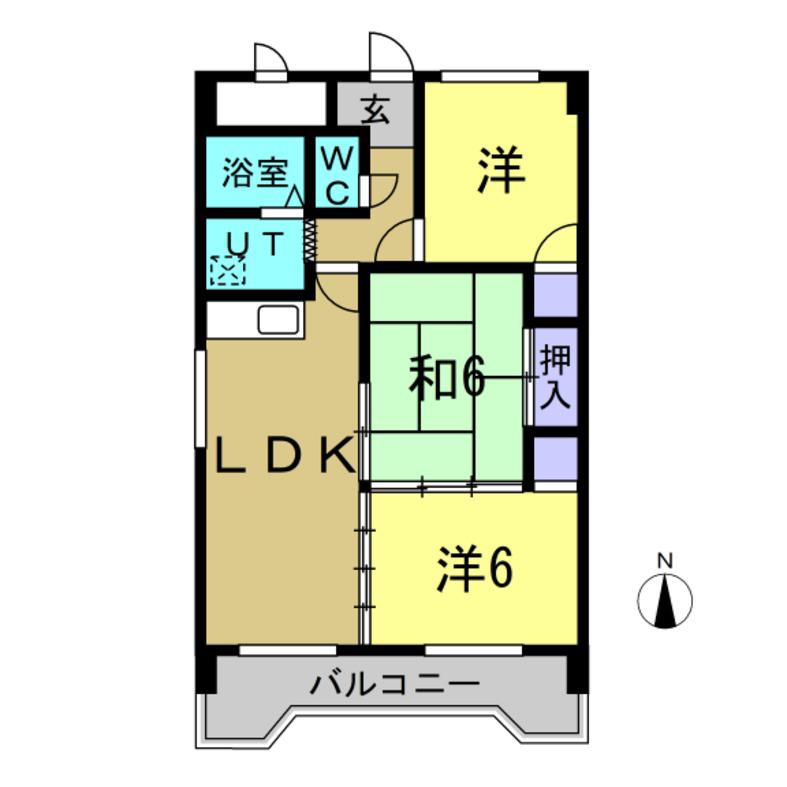 第2新海マンション(3LDK/5階)の間取り写真