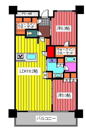 URAWA THE TOWER(2LDK/17階)の間取り写真