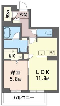 アーベイン武蔵浦和(1LDK/1階)の間取り写真