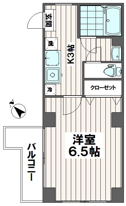 エミネンス田子(1K/4階)の間取り写真