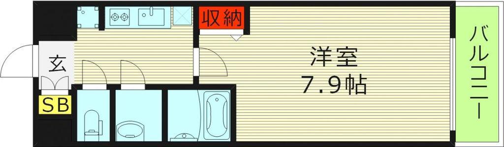 ディクス大阪城イーストレジデンス(1K/8階)の間取り写真