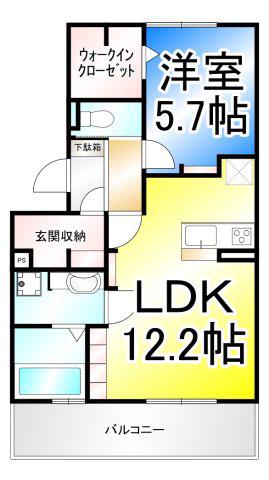 クレストコート(1LDK/1階)の間取り写真