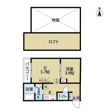 ブリス横手(1DK/2階)の間取り写真