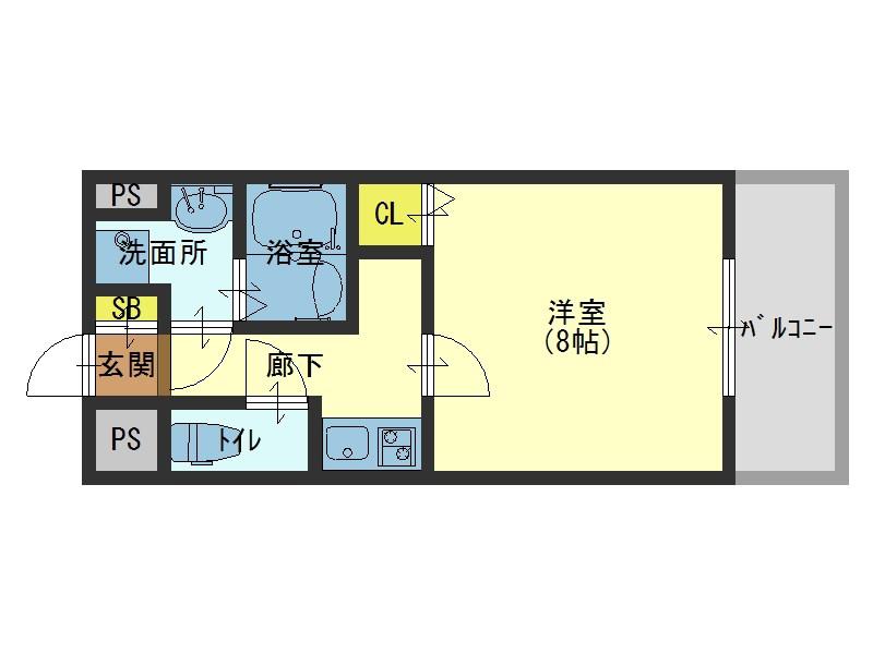 S-RESIDENCE緑橋駅前(1K/4階)の間取り写真