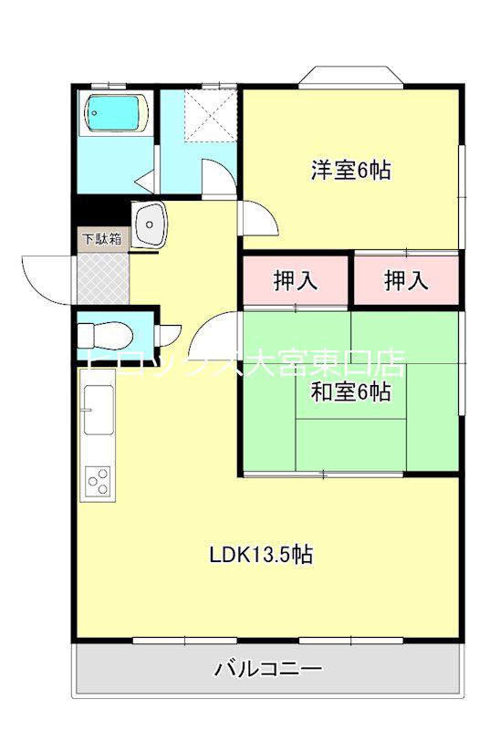 エンゼルハイツ(2LDK/2階)の間取り写真