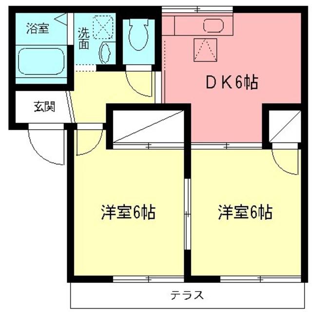 エステート新宿B(2DK/1階)の間取り写真