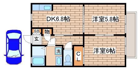 ヴェルデ須磨(2DK/2階)の間取り写真