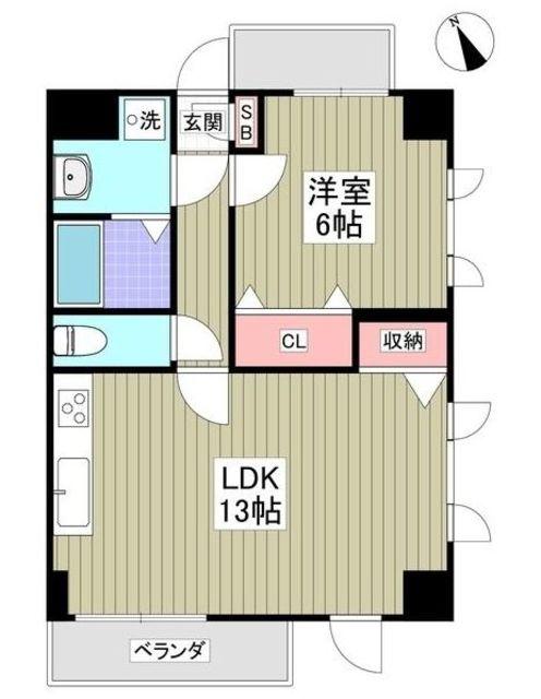 ルミエール岸町(1LDK/2階)の間取り写真