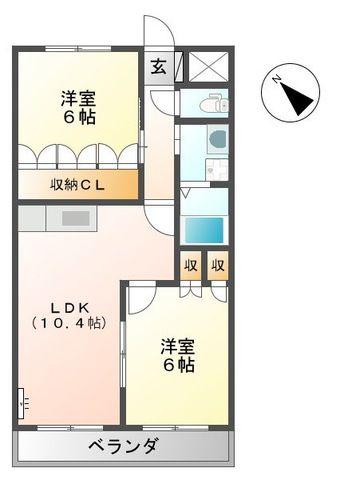 サンライズガーデン大倉(2LDK/1階)の間取り写真