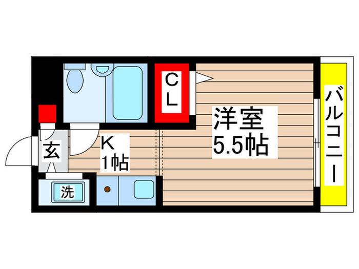 ジョイフル谷津(1K/1階)の間取り写真