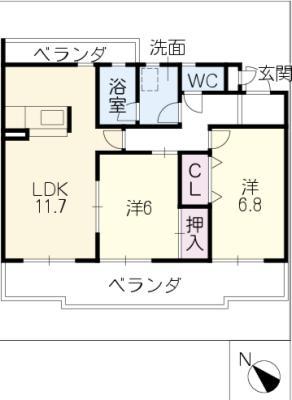 サンシャイン弘法(2LDK/1階)の間取り写真