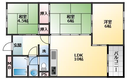 ガーデンハイツ杉本(3LDK/3階)の間取り写真