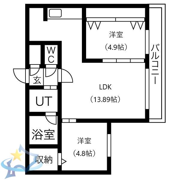 AMS伏見(2LDK/3階)の間取り写真