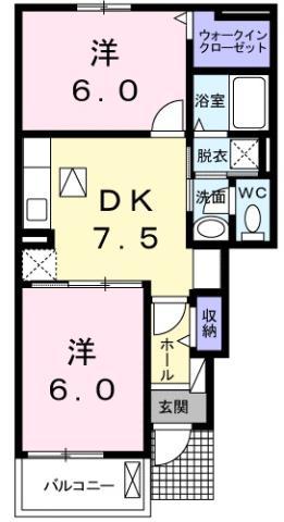 ルフィーネ(2DK/1階)の間取り写真