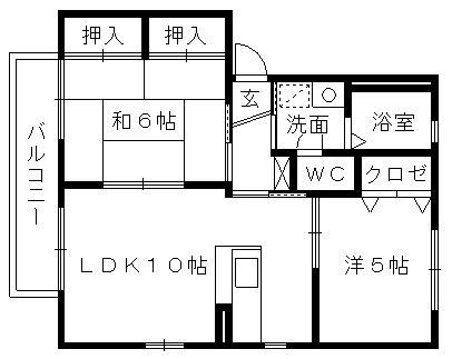 リバティーベルB(2LDK/1階)の間取り写真