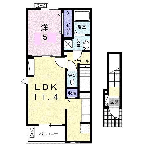 メゾンIL四倉(1LDK/2階)の間取り写真