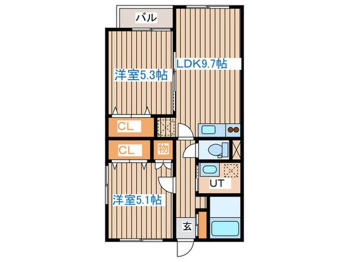 NEST円山(2LDK/1階)の間取り写真