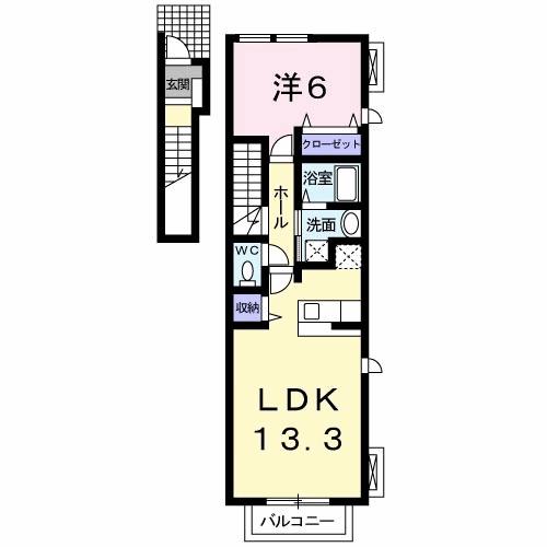 ブリリアント M(1LDK/2階)の間取り写真