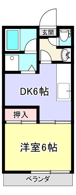 南一番館(1DK/2階)の間取り写真