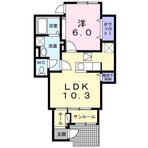 フォンターナ(1LDK/1階)の間取り写真