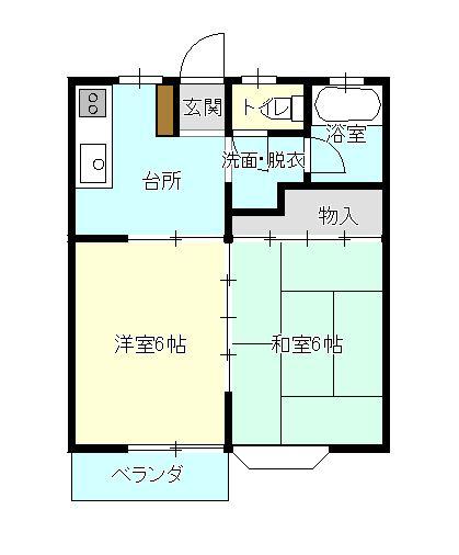ロイヤルプラザ春日(2DK/1階)の間取り写真